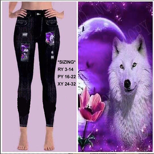 7678 DK Denim Look w Moon Wolf DESIGNER LEGGINGS HQ-BBOK