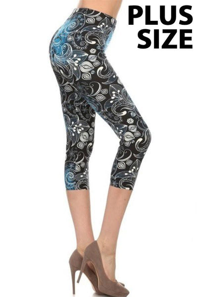 833 Blue on Paisley LEGGINGS HQ-Z99