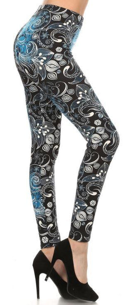833 Blue on Paisley LEGGINGS HQ-Z99