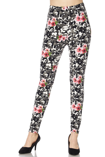 842 China Rose (Hibiscus) Camo LEGGINGS HQ-Z99