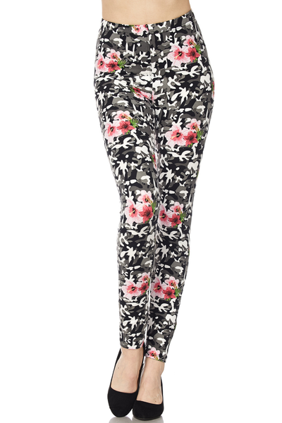 842 China Rose (Hibiscus) Camo LEGGINGS HQ-Z99
