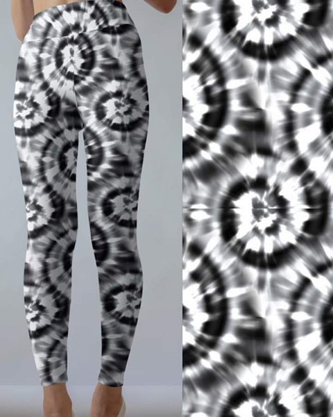 9308 Black & White Swirl TD w PKTS DESIGNER LEGGINGS HQ-BBOK SO