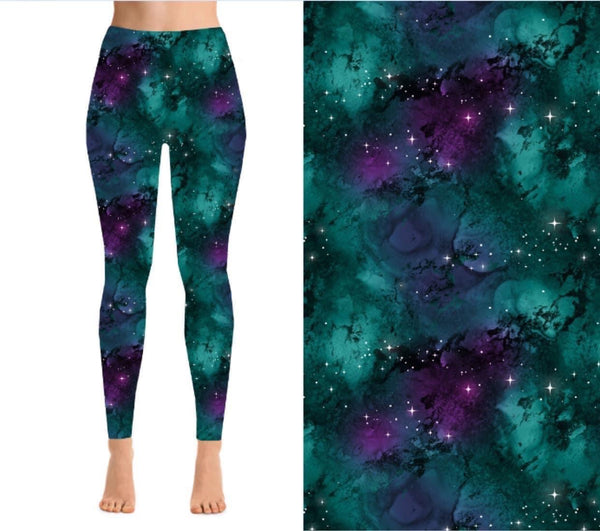 9398 Green Marble Galaxy DESIGNER LEGGINGS HQ-BBOK SO