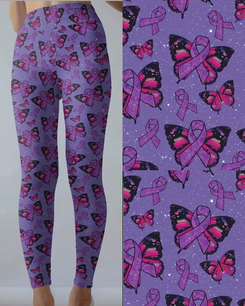9431 Purple BF Awareness DESIGNER LEGGINGS HQ-R43 G