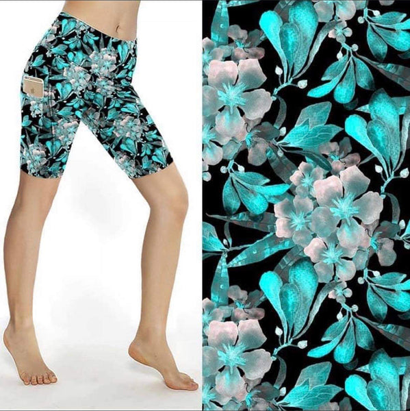 9460s SHORTS Teal Floral DESIGNER SP PKT HQ-CC1A G’