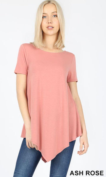 4982 1/4S Triangle Hem Boat Neck TOP in ASH ROSE HQ-N2A