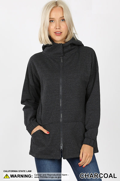5824 2 Way Zipper HOODIE w Kangaroo PKT in CHARCOAL HQ-PUT AWAY