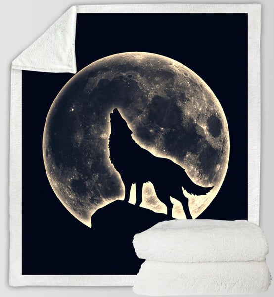 30004 Howl At The Moon Wolf Sherpa Blanket