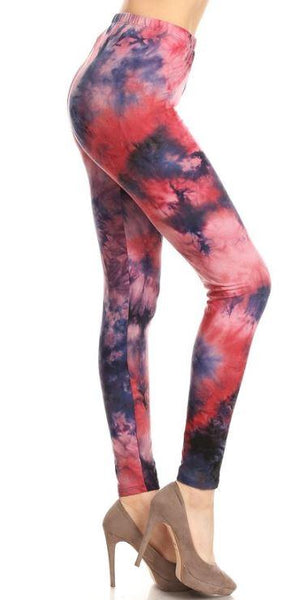846 Red Blue Tie Dye LEGGINGS CAPRIS HQ-Z77 SOLD OUT