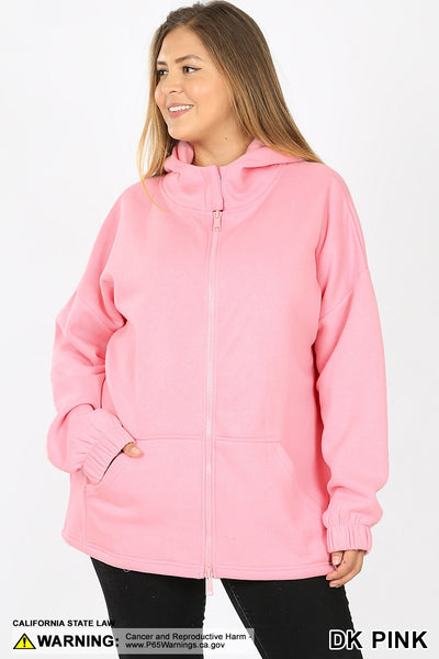 5828 2 Way Zipper HOODIE w Kangaroo PKT in DK PINK HQ-PUT AWAY