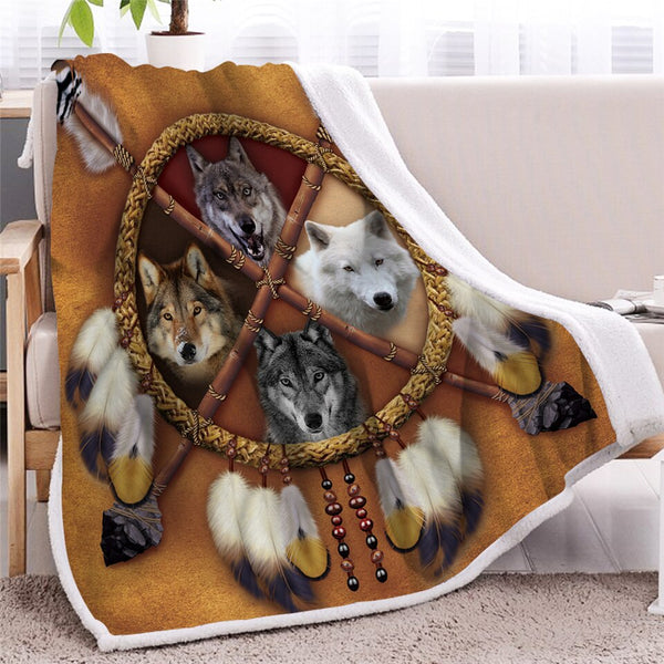 30001 Wolf Mandala Sherpa Blanket