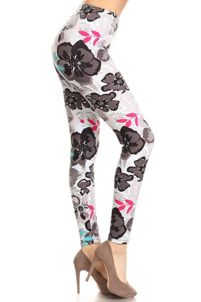852 Floral Tones on Blue LEGGINGS HQ-Z99