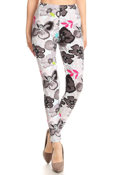 852 Floral Tones on Blue LEGGINGS HQ-Z99