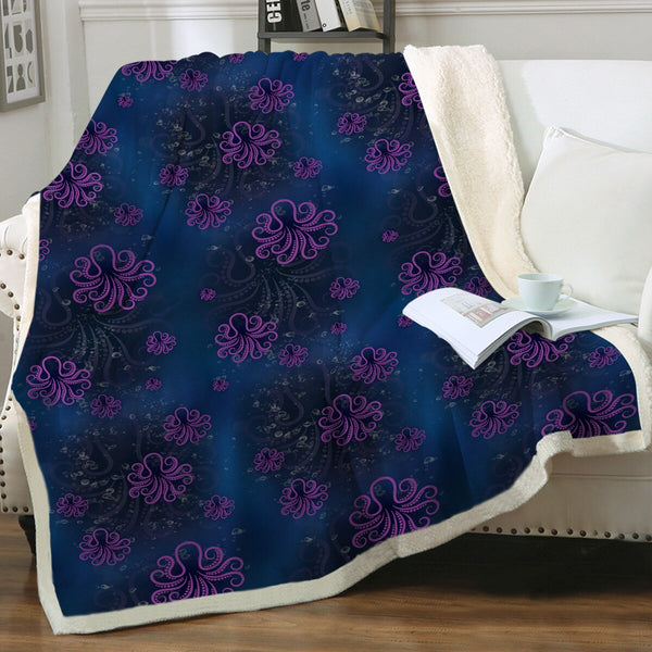 8000 Purple Octopus Sherpa Blanket