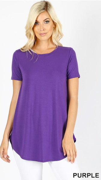 4635 1/4S Round Neck & Hem TOP in PURPLE HQ-SOLD OUT