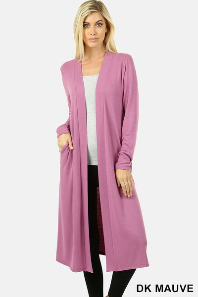 5731 4/4S Open Front DUSTER w/ Pockets in DK MAUVE HQ-N2B