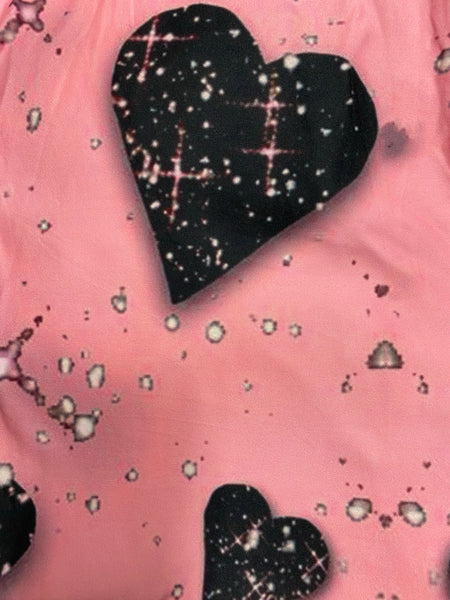 9166 Pink w/ Black Hearts DESIGNER LEGGINGS HQ-PBB SO G